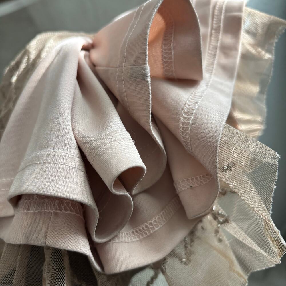 Adrianna Papell Art Deco Beaded Blouson Gown Pink Bridal Beaded Sz 2 Formal - Picture 15 of 16